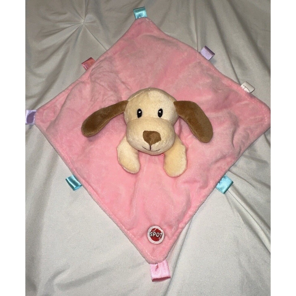 Spot Lovey Security Blanket Dog Pink Textile Ribbons Taggies
